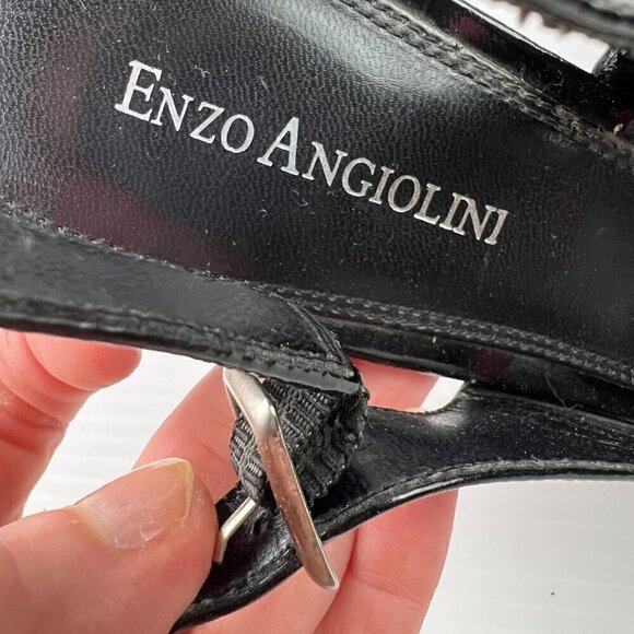 Enzo Angiolini Eastarlite Peep Toe High Heels Pumps Size 7.5 Black Patent - Picture 7 of 14